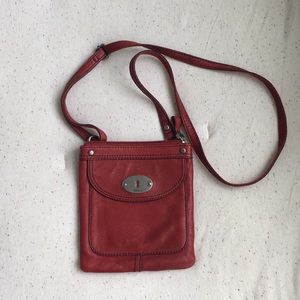 Red leather Fossil purse